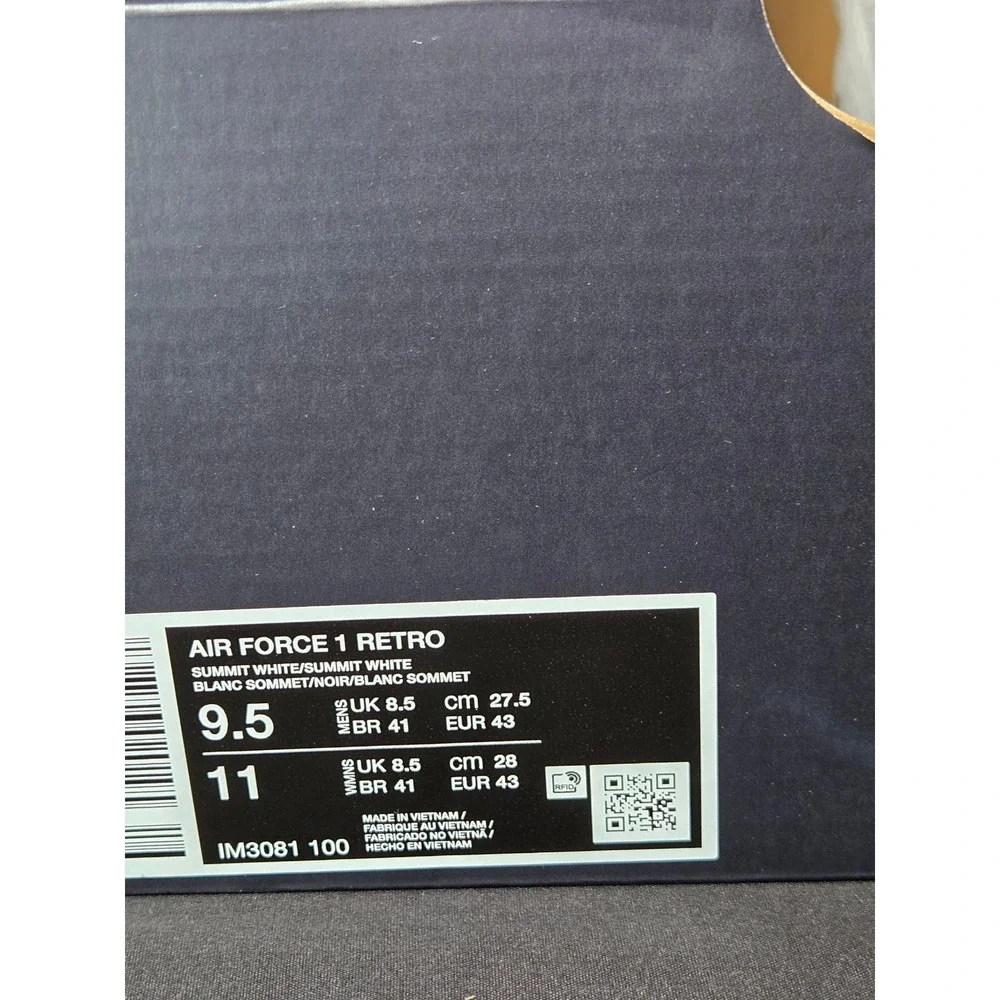 Nike Air Force 1 Low Premium House Fly‎ White Black IM3081-100 Mens 9.5 Sneakers